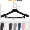DEDU Plastic Extra Wide Shoulder Suit Hangers for Men 6 Pack Width 17.7", Black Sweater Hangers no Shoulder Bump Non Slip for Thick Sweaters, Clothes Hangers with Pants Bar & Metal Hook