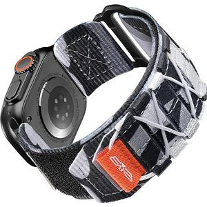 Bandletic Nylon Bands Compatible with Apple Watch Ultra/Ultra 2 49mm/46mm/45mm/44mm/42mm, Rugged Sport Loop Replacement Strap for iWatch Series SE/Series 10/9/8/7/6/5/4/3/2/1, L-gray camo