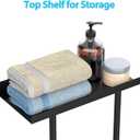 Towel Rack for Bathroom, Wall Mounted Vertical Rolled Towel Storage Organizer Holder with Shelf, Holds Up 6 Large Bath Sheets, Black Large Size