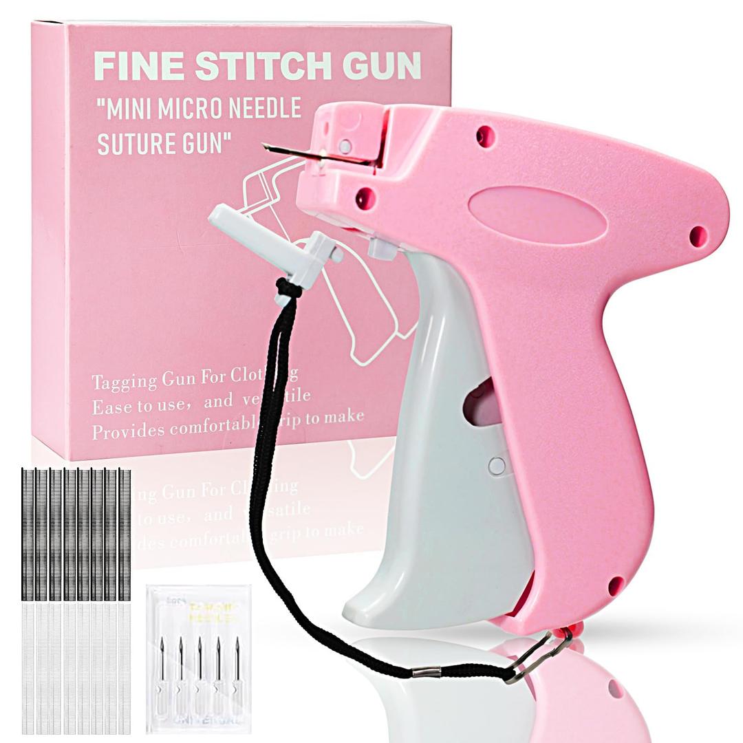 Stitch Gun for Clothes， Handheld Stitch Gun Quick Clothing Fixer，Sewing Kit Includes 1,000 Black Fasteners & 1,000 White Fasteners & 6 Needles (Pink)
Fine Stitch Gun