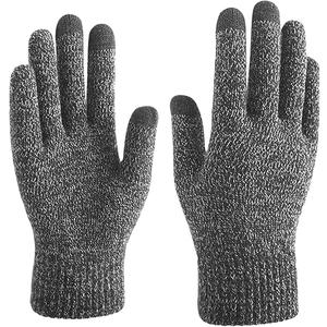 Winter Gloves For Women Touch Screen Cold Weather Thermal Warm Wool Lined Soft Knit For Sports Outdoor Daily Work (One Size, Black Gray)