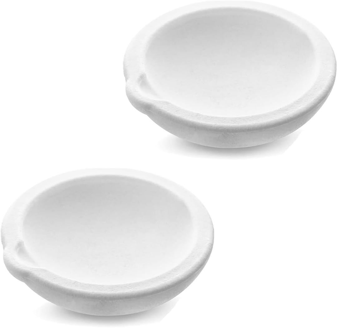 Ceramic Quartz Crucible Bowl Dish Cup Furnace Melting Casting Refining Gold Silver (2pcs 750g)