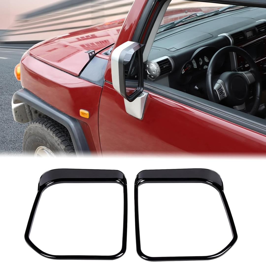 Aunginsy Rear View Mirror Rain Visor Guard Frame Fit Toyot@ FJ Cruiser 2007-2021 Rear Side Mirror Rain Eyebrow Frame Waterproof Auto Mirror Rain Visor Smoke Guard Sun Visor Eyebrow Frame Accessories (Piano-Black)