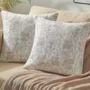 Bailix Jacquard Floral Throw Pillow Covers 20x20 - Decorative Couch Boho Pillow Covers Set of 2, Neutral Square Vintage Farmhouse Lumbar Cushion Cover for Sofa Living Room Bedroom (Coffee)