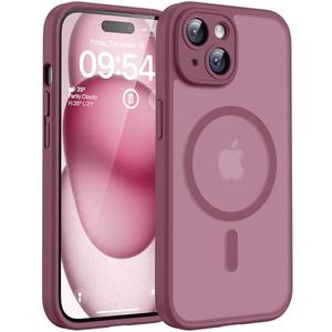 TOCOL for Phone 15 Case, Compatible with Magsafe Charger, Full Camera Protection, Drop Protection, Translucent Matte Phone Case for iPhone 15 6.1 inch (Plum)