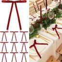 24 Pcs Burgundy Red Christmas Napkin Rings Vintage Chic Velvet Bow Xmas Napkin Holder Rings Buckle for Holiday Birthday Serviette Party Anniversary Dinner Wedding Dining Table Decoration