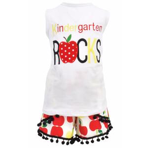 Unique Baby Girls Kindergarten Rocks Back to School Outfit (7/XXL) (White)