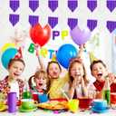 6p Banner Metallic Foil Fringe Wall Hanging Tinsel Fringe Banners backdrop for Parade Floats Garland Wedding Birthday Parties Graduation Lavender Bridal Shower Engagement Part Decoration(White Purple)