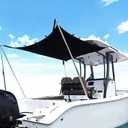 Boat Sun Shade Kit Boat Canopy, T-Top Boat Cover with Stainless Steel Telescopic Rod Foldable, High-Tech Polyester Fiber, Anti-Ultraviolet,Black(Size4:A=70" B=82" C=59")