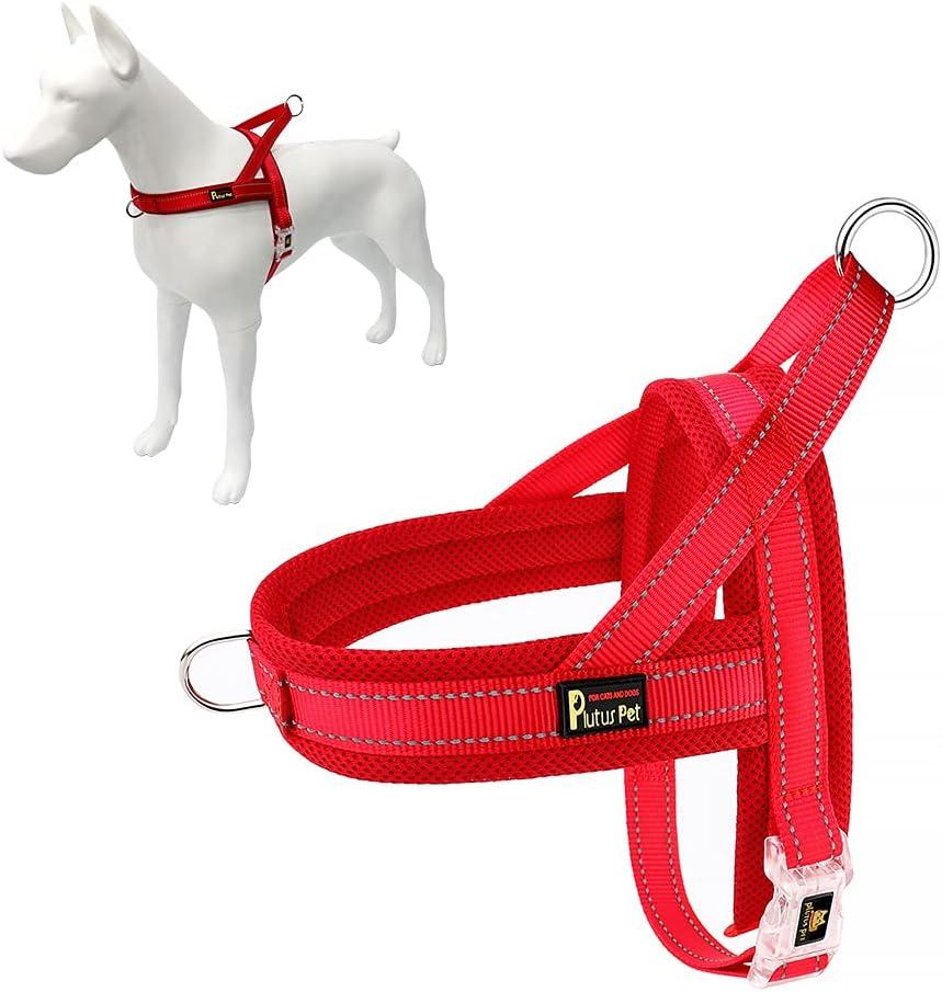 Plutus Pet No Pull Dog Harness with Breathable Mesh Padded, Adjustable Reflective Escape Proof Dog Harness, Quick Fit Dog Vest Harness for Small Medium Large Dogs(M, Red) (M: chest 19.7"-25.2")