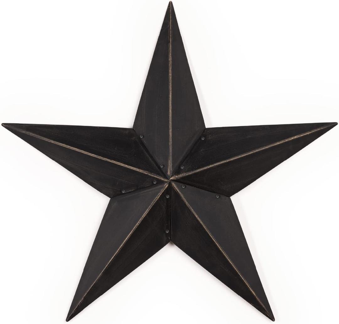 The Hearthside Collection CWI Gifts Metal Barn Star - 36 inch Galvanized Hanging Star - Farmhouse Wall Decor - Black