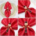 6Pcs Nutcracker Napkin Rings Metal Christmas Napkin Buckle Decoration for Holiday Dining Table Party Wedding Tabletop Decor