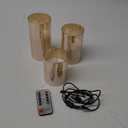 Rechargeable Flameless Candle, Flashing LED Pillar Real Wax Candle with Remote Control and Timer, Upgraded Teardrop Wick, Gold Glass Electronic Candle, 1 Set of 3