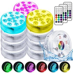 LOFTEK Submersible LED Lights with Remote, 13 LED Pool Lights for Inground Above Ground Pool with Magnets &Suction Cups,16 Color Changing Underwater Light for Pond Battery Operated, 12 Pack