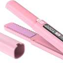 Cordless Hair Straightener and Curler 2 in 1 Mini Lightweight and Small USB Rechargeable with 4500mAh Battery 10s Fast Heating Portable Ceramic Flat Iron for Travel (Pink)