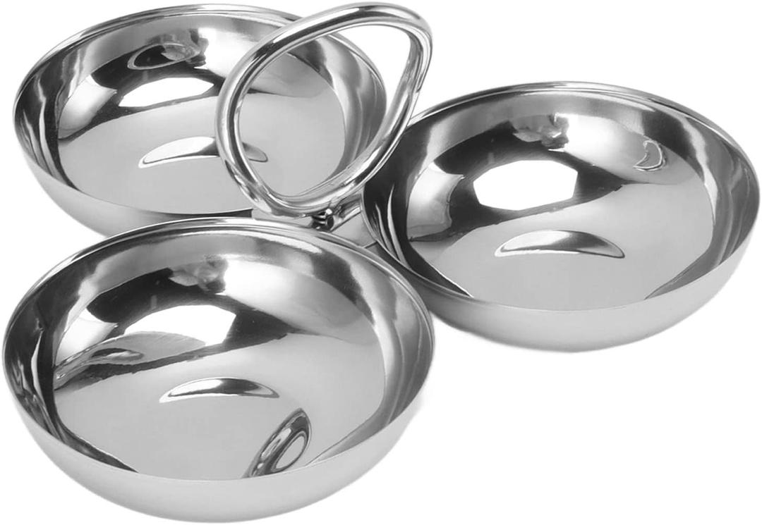 304 Stainless Steel Serving Plate, 3 IN 1 Fruit Bowl Snack Plate, Reusable Dessert Plates, Fruit Plate for Fridge, Simple Snack Tray, Portable Serving Tray for Home Kitchen Party(Mmol/L)