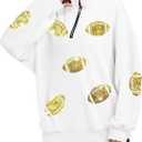 MAXIMGR Football Sweatshirt Women Game Day Sweatshirts Football Team Fans Pullover Shirt Sunday Funday Long Sleeve Tops (Small, White 338)