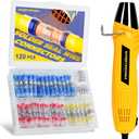 haisstronica 120 PCS Solder Seal Wire Connectors with Mini Heat Gun Kit, Waterproof Heat Shrink Wire Connectors, 10-26 AWG Solder Stick Wire Connectors for Automotive, Marine & Wiring Repair (Yellow)