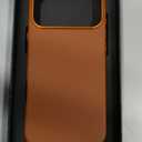 for iPhone 17 Pro Max Leather Case Compatible with Magsafe, Top Grain Leather, Professional Slim Fit Shockproof, Metal Buttons & Camera Bump Frame Phone Protective Magnetic Cover - Brown