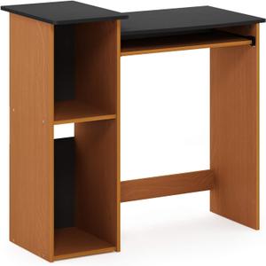 Furinno Econ 33-inch Wide Desk with 2-Tier Open Shelf, Light Cherry/Black, 33 in. x 15.6 in.
