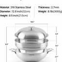 316 Stainless Steel Heavy Duty 12.6 inch 6.3 Quart Wok pan with Lid and Steamer, Stir Fry Pan, 5Ply, Induction Cookware, Dishwasher Safe, Oven Safe