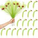16 Pcs Christmas Tree Topper 17'' Lime Green Curly Tree Picks with Red Ball Xmas Artificial Green Stems for Christmas Home Wreath Craft Decoration Supplies
