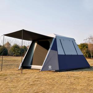 EVER ADVANCED Blackout 6 Person Camping Tent, Instant Cabin Tent for Family with Vestibule and Large Mesh Windows, 60s Easy Setup, Double Layer, Water-Resistant