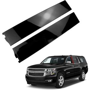 Pair Door Applique Rear Left and Right Forward Compatible with Chevrolet Suburban Tahoe for Cadillac Escalade for GMC Yukon XL 2015-2018 Gloss Black Window Trim Molding Panel Replaces 926-243 926-244