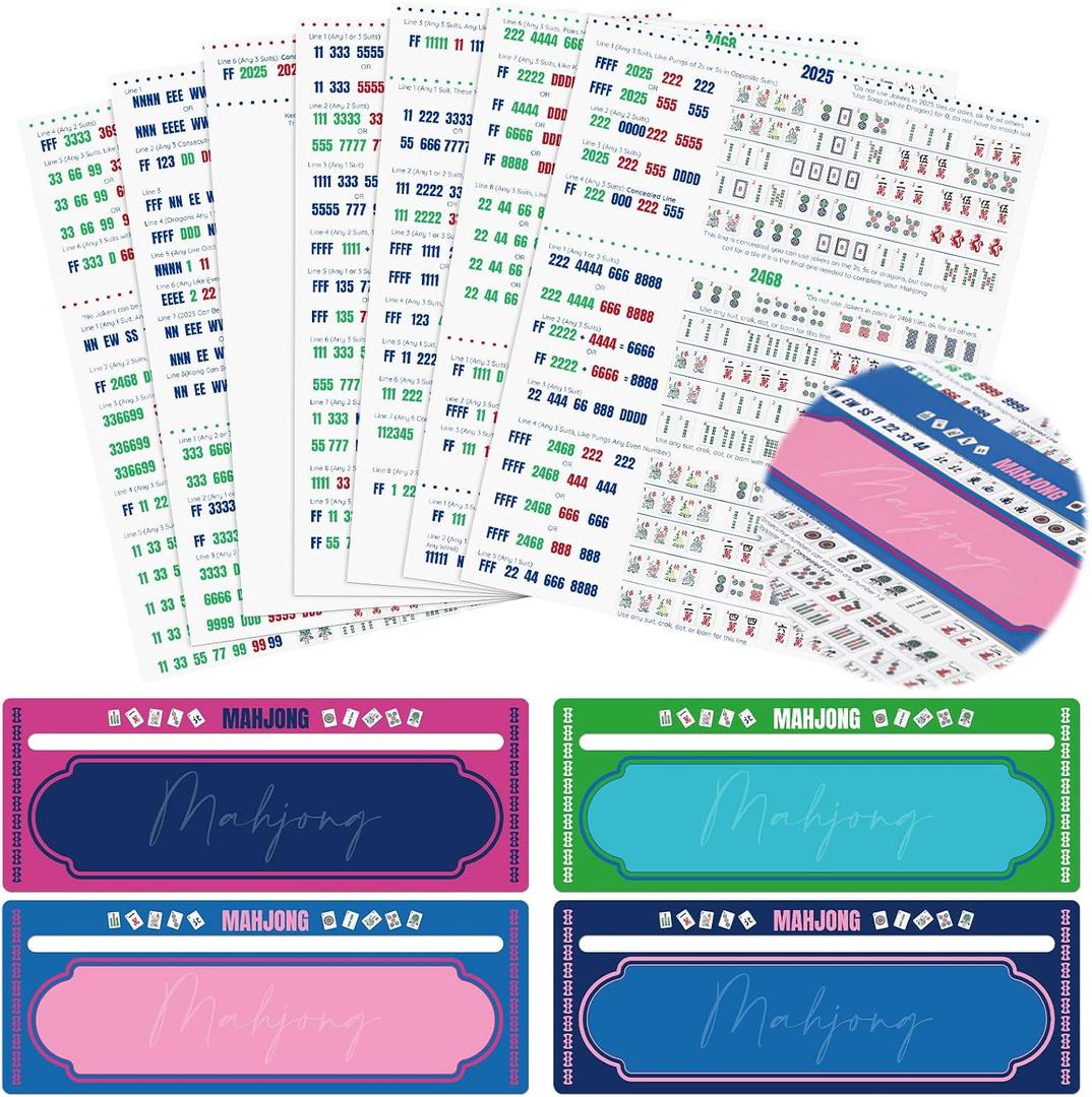 3 x Foilswirl 4 Pcs Mahjong Line Finder Card Guide 2026 Mahjong Learning Cards Line Reader Rules Reader Mah Jong Accessories for Beginners Game Night Players Supplies