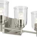 Kichler Shailene 21" 3-Light Vanity Light with Clear Glass in Brushed Nickel, Use as Single or in Multiple, for Vanities, (21" x 8.25"), 45574NICLR