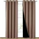 NICETOWN Cold Blocking Curtains, 100% Blackout Curtains Thermal, Noise Reduction and Privacy Curtains for Patio Door, Black Lined Blackout Drapes with Grommet Top, Cappuccino, 1 Pair, W52 x L84