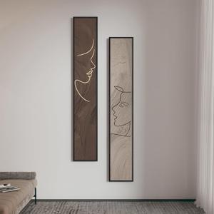 Large Framed Long Narrow Vertical Neutral Abstract Wall Art Set, 2 Piece Beige Brown Modern Canvas Prints Paintings Artwork for Walls-Minimalist Pictures for Entryway Hallway Living Bedroom Wall Decor