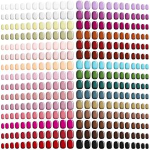 Honoson 720 Pieces Short False Nails Medium Square Artificial Fake Nails Full Cover Fingernails Coffin Press on Nails Glossy False Nails Tips for Women Girls DIY Nail(Elegant Colors)