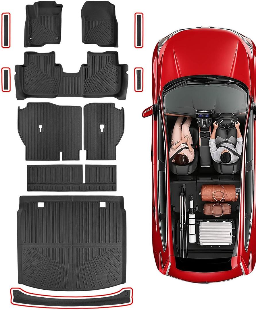 TAPTES All Weather Floor Mat for Honda CRV Hybrid Gas 2026 2025 2024 2023 | Full Set Car Liner Backrest Cargo Trunk & Door Sill Guards Covers | Rubber Carpet CR-V Interior Accessories 2023-2026