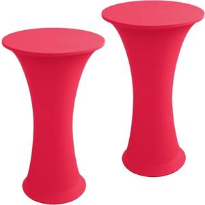 Cocktail Spandex Stretch Round Tablecloth, 2 Pack 24"x43" Fitted Highboy Stretch Table Cover High Top Round Cocktail Tablecloth for Bar Wedding Party Banquet (Magenta)