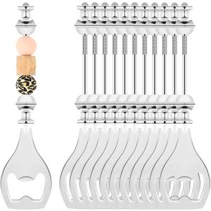 FoldTier 12 Pcs Beadable Beer Opener Reusable Bottle Opener Decorative for Bartenders DIY for Summer Birthday Wedding Christmas Party Favor (Silver)