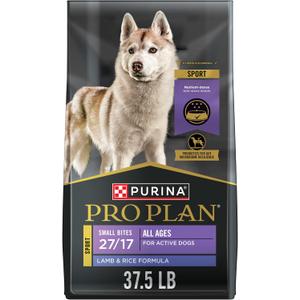 Purina Pro Plan High Protein Dog Food, Small Bites, SPORT 27/17 Lamb and Rice Formula - 37.5 lb. Bag (EXP 10/11/26)