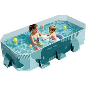 Flamaker Above Ground Pool Foldable Non-Inflatable with 3 drains Outdoor Swimming Pool with Hard Plastic Shell Portable Pool for Backyard Garden(Light Green, 100" x 52.76" x 19.88")
