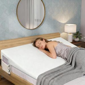 Adjustable Wide Size Bed Wedge Pillow, 5in Queen Size Wedge Mattress Topper Lifter, Inclined Mattress Elevator for Acid Reflux, Neck Back Pain, Anti-snoring (White)