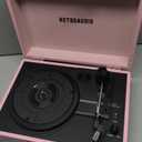 Vinyl Record Player with Built-in Speakers 3-Speed Vintage Record Player Bluetooth Portable Suitcase Turntable Belt-Driven LP Player Support RCA Output and Headphone Output (Pink)