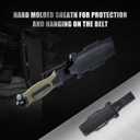 10" Fixed Blade Tactical Knives with Sheath and Clip, Stainless Steel Survival Hunting Bushcraft Full Tang Non-Slip Handle Knife for Camping, Hunting, Adventure, Outdoors, EDCMilitary Green