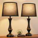 Seealle Upgraded Touch Lamps for Night Stands Set of 2 - Bedside Lamps with USB C+A, 3 Way Dimmable for Bedroom Living Room End Tables Office (Black)