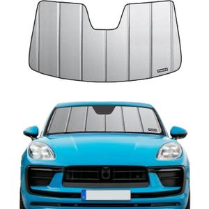 Windshield Sunshade for Porsche Macan 2014-2025, Premium Grey Leather Finish (gray-safeguard)