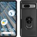 MIUOLV for Google Pixel 7A Case, Pixel 7A Phone Case with Magnetic 360 Rotating Ring Holder Kickstand, Dual Layer [Military-Grade] Shockproof Protective Case for Pixel 7A Black