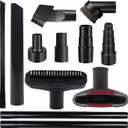 12 PCS Vacuum Attachments & Brushes Kit for Shop Vac Accessories & Household Cleaning, Includes 2 1/2" to 1 1/4" and 1 7/8" to 1" Vacuum Hose Adapters, Crevice Tool & 2 Vacuum Extension Wands
