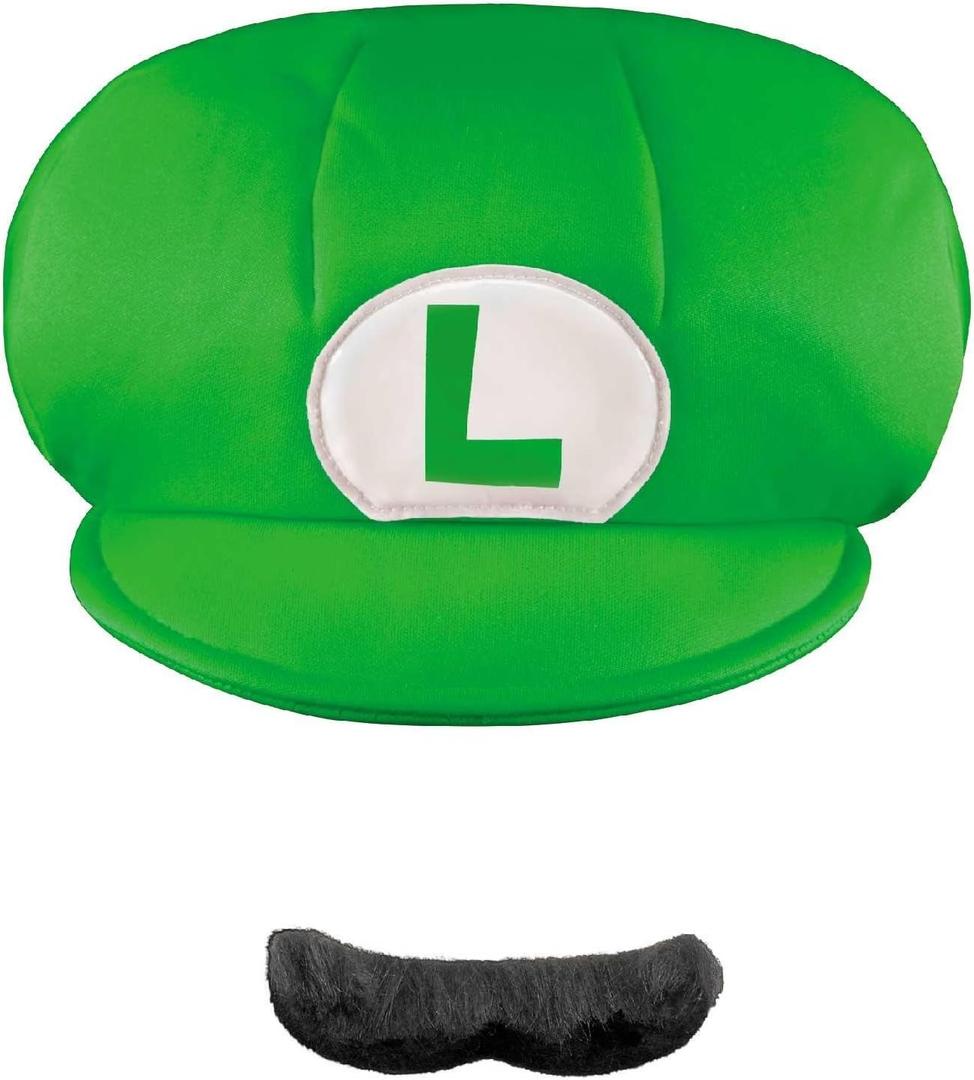 Disguise Nintendo Super Mario Brothers Luigi Child Hat and Mustache, One Size Child