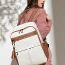 Leather Laptop Backpack for Women, 15.6" Causal Daypack Backpacks Purse Computer Backpack with Laptop Compartment for Travel Work College Business, Beige Brown