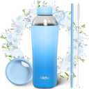 Insulated Water Bottle for Women, 18 oz Stainless Steel Water Bottles, Double Walled, 2 Lids (Chug & Tumbler) - Hydrate & Caffeinate, Gifts (Ocean Blue)