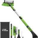 JOYTUTUS 41.5IN Extendable Snow Brush and Ice Scraper, 270Pivoting Snow Scraper Brush for Car Windshield, Telescoping Ice Scraper, Foam Grip, Heavy Duty Snow Remover for Cars, Trucks, SUV (Green)