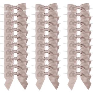 AIMUDI Dusty Rose Satin Ribbon Twist Tie Bows 3.5" Pretied Bows Premade Craft Bows for Treat Bags Cake Pop Gift Wrapping Basket Wedding Favors Cookie Candy Bagging Baby Shower - 50 Counts